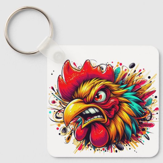 "Pappy Spirited Rooster" Double Sided Aluminum Sleutelhanger (Voorkant)