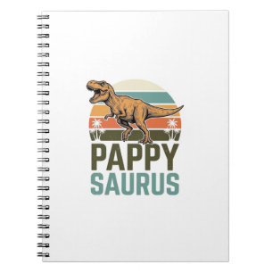 Pappysaurus Grappige Dinosaur Vintage Zonsondergan Notitieboek