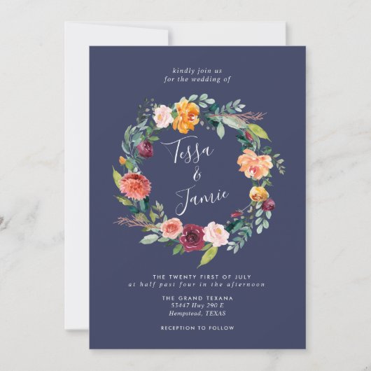 Paprika Bourgogne Faire-part de mariage de couronn (Devant)