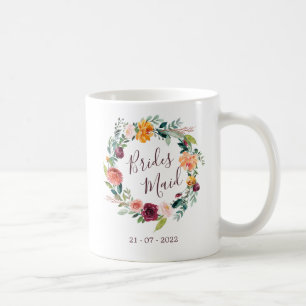 Paprika Bourgogne Floral Bridesmaid Mariage Mug