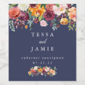 Paprika Bourgogne Floral Étiquette de vin personna (Étiquettes simples)