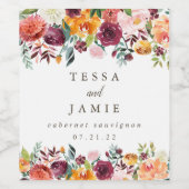 Paprika Bourgogne Floral Étiquette de vin personna (Étiquettes simples)