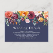 Paprika Bourgogne Floral Mariage Détails Carte (Devant)