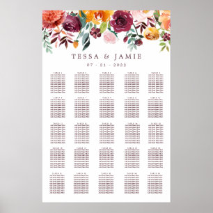 Paprika Bourgogne Floral Mariage XL Tableau de siè