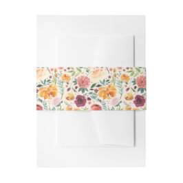 Paprika Burgundy Floral Invitation Belly Band Uitnodigingen Wikkel