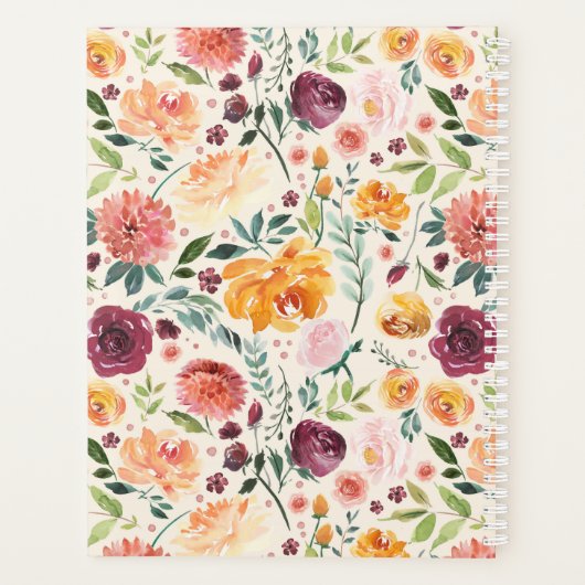 Paprika Burgundy Floral Personalized Planner (Achterkant)