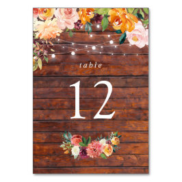 Paprika Burgundy Floral Table Number Kaart