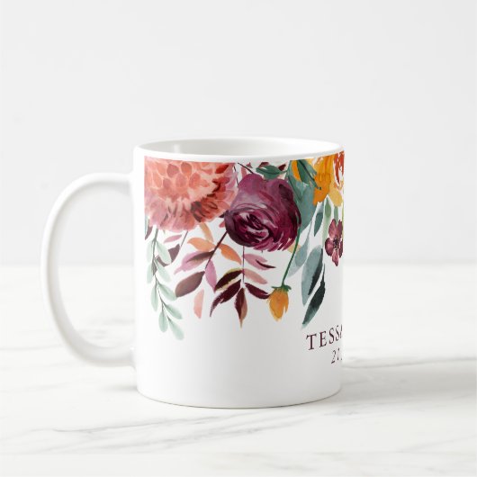 Paprika Burgundy Floral Wedding Mok (Links)