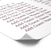 Paprika Burgundy Floral Wedding Seating Chart Poster (Hoek)