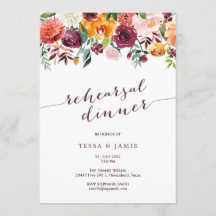 Paprika Floral repesal Dinner Invitation
