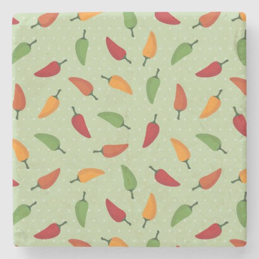 Paprika-patroon Stenen Onderzetter (Voorkant)