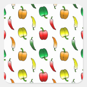 Paprika's en lange zoete pepers vierkante sticker