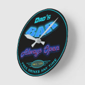 Pap's Bar Blue Faux Neon Kijk elke datum aan - Ronde Klok (Hoek)