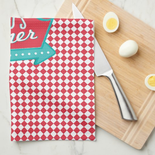 Pap's Diner Towel - Retro Vaderdag Theedoek (Quarter Fold)