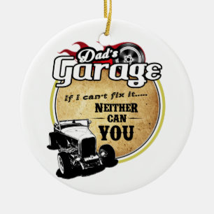 Pap's Garage Hot Rod Keramisch Ornament