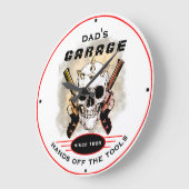 Pap's Garage Tools Warning Pistolen Skull Funny Grote Klok (Hoek)