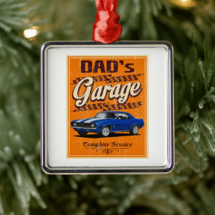 Pap's Muscle Car Garage Metalen Ornament