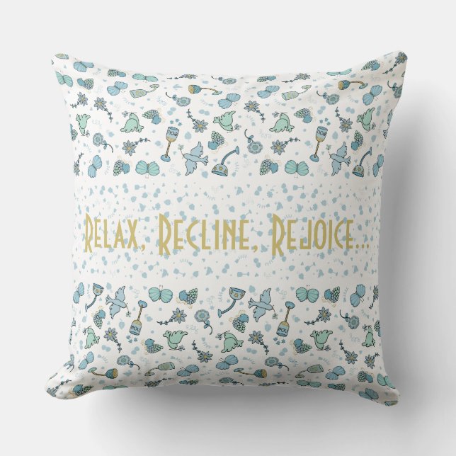 Pâque coussin 20 x 20 Heure du séder Whimiscal (Recto)