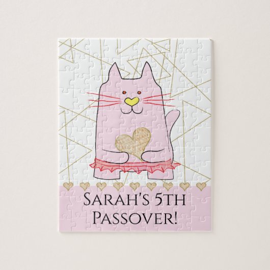 Pâque Pink Cat Ballerina Puzzle pour enfants (Vertical)