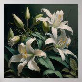 Pâques Blanches Lily Fleurs Art Imprimer Poster (Devant)