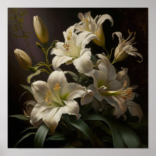 Pâques Blanches Lys Fleur Art Imprimer Poster