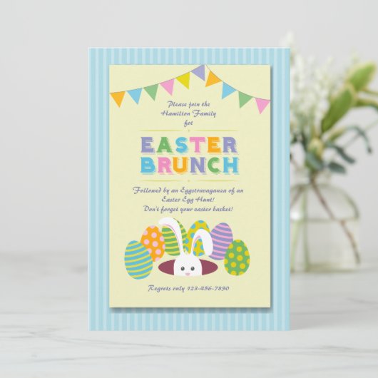 Pâques Brunch Bunny Invitation (Debout devant)