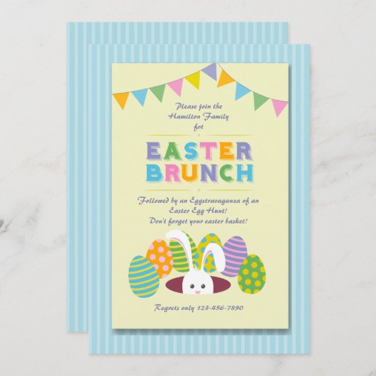 Pâques Brunch Bunny Invitation (Devant / Derrière)