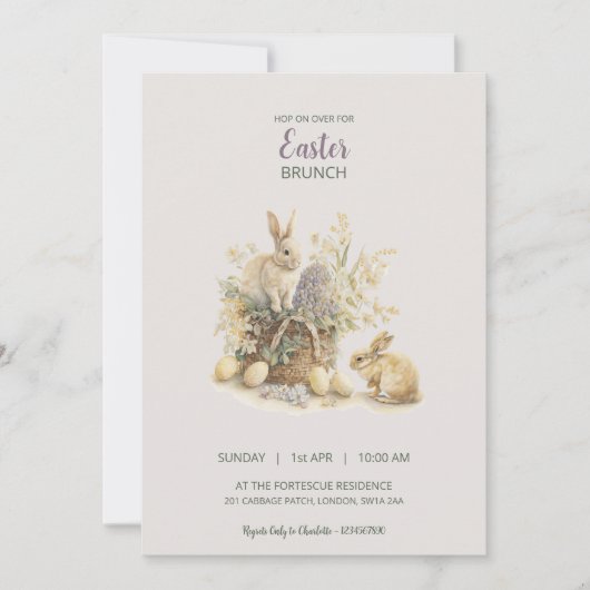 Pâques Brunch Bunny Invitation (Devant)