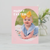 Pâques Carte photo de vacances - Pink (Debout devant)