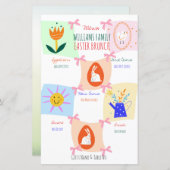 Pâques Chasse aux oeufs Wavy Checkerboard Menu Bru (Devant / Derrière)