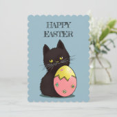 Pâques chat noir carte de vacances (Debout devant)