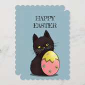 Pâques chat noir carte de vacances (Devant / Derrière)