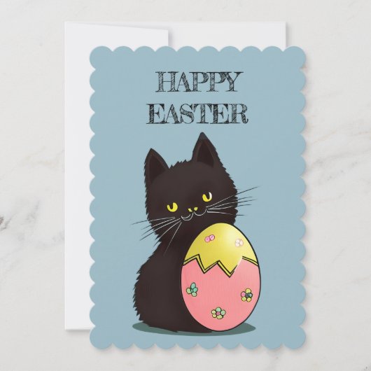 Pâques chat noir carte de vacances (Devant)