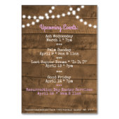 Pâques Événements à venir Carte de table de l'égli (Dos)