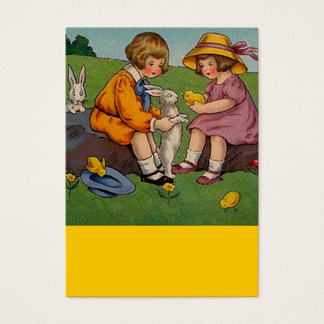 Pâques Fille et garçon avec lapins (Devant)