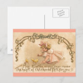 Pâques - Fille Roses chaises - Carte Postale Antiq (Devant / Derrière)