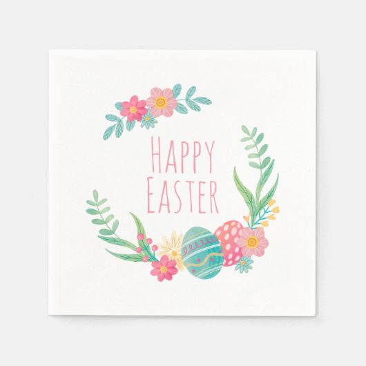 Pâques florales simples | Serviette en Papier (Devant)