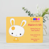 Pâques Invitations Anniversaire Cute Lapin Jaune (Debout devant)