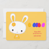 Pâques Invitations Anniversaire Cute Lapin Jaune (Dos)