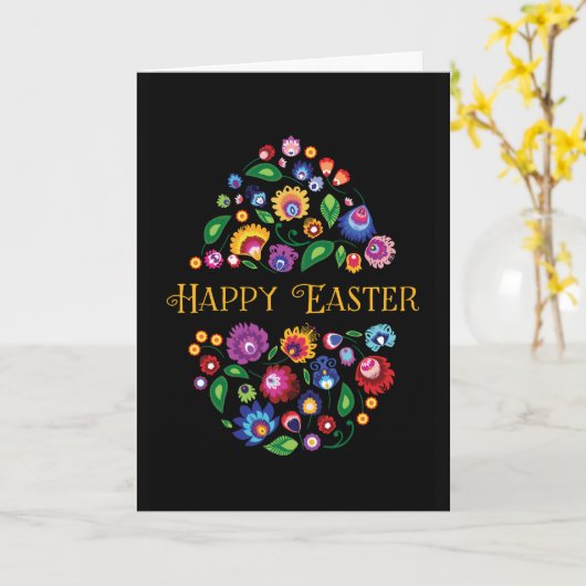 Pâques joyeuses - carte inspirée du folklore (Fleur jaune)