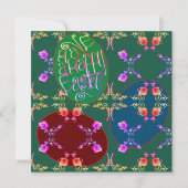 "Pâques joyeuses" Oeufs Carte blanche verte (Devant)