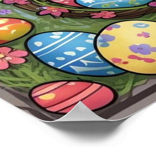 Pâques joyeuses - Oeufs dans le panier Poster (Coin)