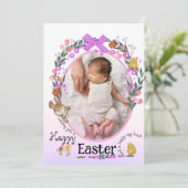 Pâques lapin avec fleurs Carte photo (Debout devant)