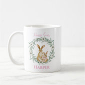 Pâques Lapin Floral Wreath Happy Pâques Mug (Gauche)
