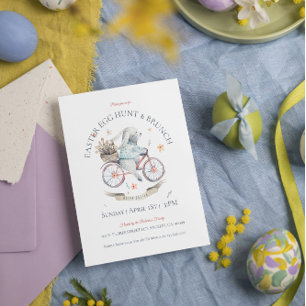Pâques lapin, oeuf -hun & invitation de brunch de