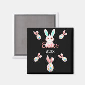 "PÂQUES" MAGNET BUNNY AVEC OEUFS ET NOM SPECKLED. (Recto/Verso)