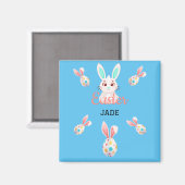 "PÂQUES" MAGNET BUNNY AVEC OEUFS ET NOM SPECKLED. (Recto/Verso)