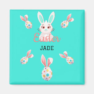 "PÂQUES" MAGNET BUNNY AVEC OEUFS ET NOM SPECKLED.