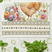 Pâques Oeuf Poulet Hen Serviette de cuisine (Plié)