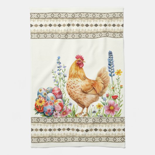 Pâques Oeuf Poulet Hen Serviette de cuisine (Vertical)